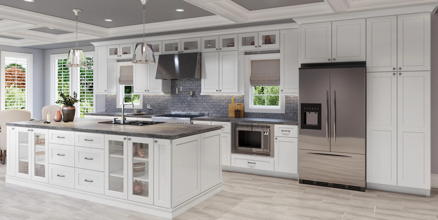Modern frameless kitchen cabinets